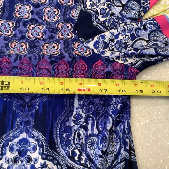 Melissa Paige Dress Size Medium Multicolored Floral Present Long Sleeves V-Neck - Picture 6 of 12